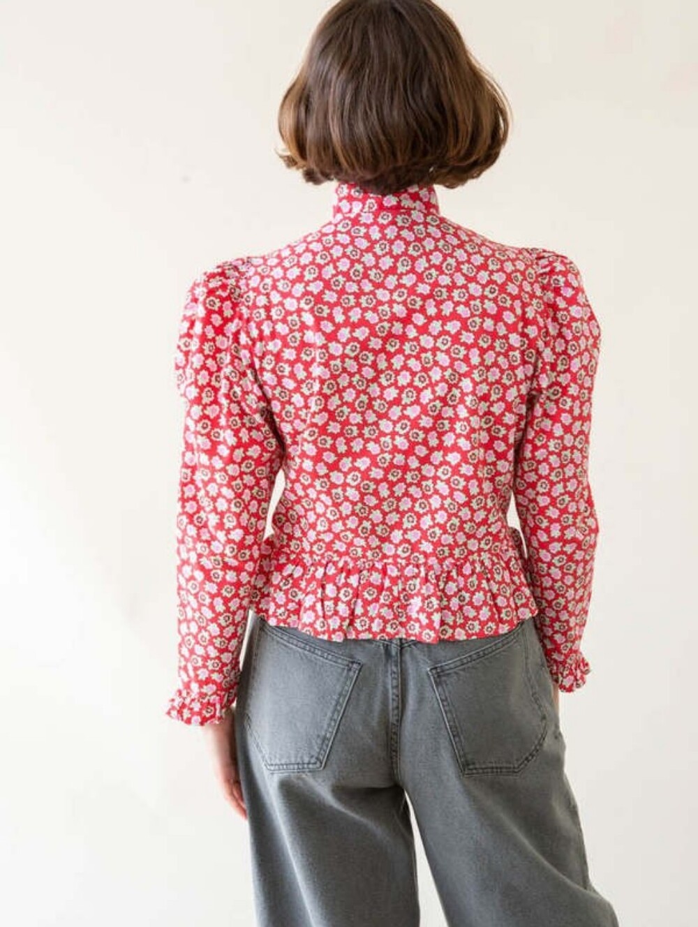 Batsheva Grace Red Floral Button Cotton Blouse Women's 0 NWT New - Picture 4 of 16